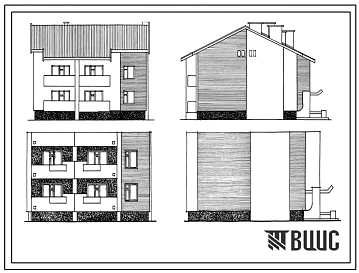 Типовой проект 114-89-87.83 Четырехквартирный жилой дом для сельской амбулатории на 100 посещений в смену
