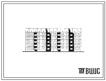 Типовой проект 92-020с/1.2 Блок-секция 5-этажная 39-квартирная рядовая с торцовыми окончаниями 1Б.2Б.3Б.3Б - Б.2Б.3Б.3Б