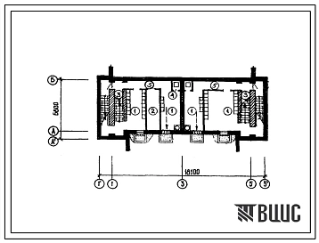 Типовой проект П-4-38(114-12-157) Бытовые помещения в подвале жилого дома 2-этажного 4-квартирного с отдельными входами в квартиры типа 3Б, (убежище на 38 человек, размеры убежища 18,1м на 6,8м, режимы вентиляции 1).