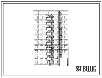 Типовой проект 141-024.13.87 Блок-секция 10-этажная 28-квартирная рядовая с торцовым окончанием слева с проездом 2-3-4. Для города Свердловска