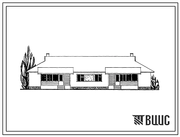 Типовой проект 184-24-185.84 Одноэтажный двухквартирный жилой дом с 3-комнатными квартирами со стенами из кирпича и комплектами деревянных деталей заводского изготовления для индивидуальных застройщиков