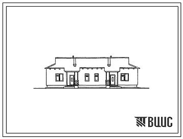 Типовой проект 184-52-161с Одноэтажный двухквартирный жилой дом с двухкомнатными квартирами 2Б-2. Для строительства в 1В, 2В, 3А, 3Б, 3В, 4Г климатических подрайонах Киргизской ССР сейсмичностью 8 и 9 баллов