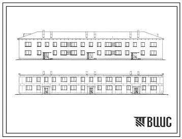 Типовой проект 114-012-21/66  Двухэтажный трехсекционный дом на 22 квартиры. Для строительства во II и III строительно-климатических зонах.