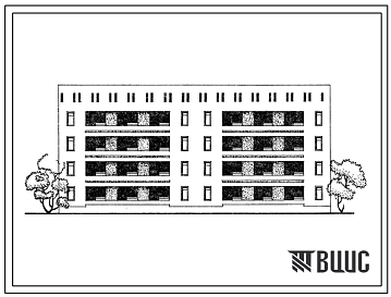 Типовой проект 63-023с.83 Блок-секция четырехэтажная 16-квартирная рядовая с торцовыми окончаниями 3А.4А.-5Б.2Б.