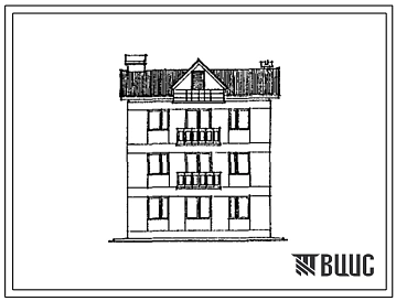 Типовой проект 123-17-152с.13.90 3-этажная блок-квартира (правый блок) с 3-комнатными квартирами 3-3-II (для республики Грузия)