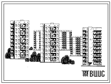 Типовой проект 135-093/1 Девятиэтажная блок-секция поворотная обратная  левая на 18 квартир (двухкомнатных 2Б-9, четырехкомнатных 4Б-9). Для строительства в 4Г климатическом подрайоне