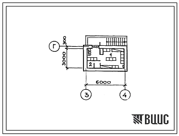 Типовой проект П-2-16(602-95.87) Хозяйственное помещение в подвале здания оконечной АТС емкостью 3000 номеров с отделением связи и радиоузлом, (убежище на 16 человек, размеры убежища 6м на 3,3м, режимы вентиляции 1,2).