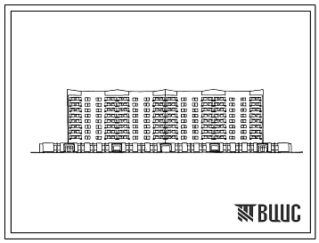Типовой проект 114-86-27/1.2 Девятиэтажный четырехсекционный дом на 128 квартир со встроенными магазинами