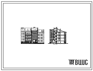 Типовой проект 89-026/1 Блок-секция I-II 3-этажная 9-квартирная рядовая с квартирами 2Б-2Б-3Б (правая).