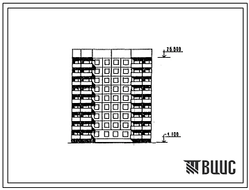 Типовой проект 90-0321.13.90 9-этажная 36-квартирная блок-секция 2-2-3-3 рядовая широтной ориентации с применением монолитного бетона в цокольном и первом этажах (для строительства в РСФСР)
