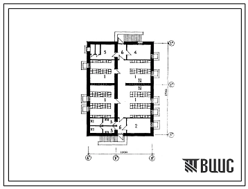 Типовой проект Б-1-155(214-1-213С) Хозяйственно-бытовые помещения в подвале станции скорой медицинской помощи  с количеством выездов до 25 тыс  в год, (убежище на 155 человек, размеры убежища 17м на 11,1м, режимы вентиляции 1,2,3).