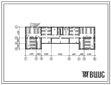 Типовой проект П-2-470(214-1-311с.85) Помещения общественного назначения в подвале детских яслей-сада на 90 мест, (убежище на 470 человек, размеры убежища 41,3м на 12,6м, режимы вентиляции 1,2).