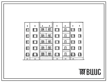 Типовой проект 87-0149.87 5-этажная рядовая /торцовая/ блок-секция на 30 квартир для малосемейных Р/Т/ 1А-1Б-1Б-1Б-2А-2А