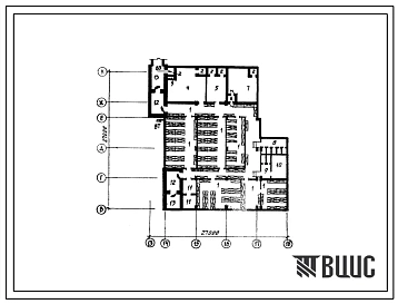 Типовой проект А-IV-650(252-4-38.84) Вспомогательные помещения в подвале блока отделения восстановительного лечения поликлиники (в конструкциях серии 1.020-1), (убежище на 650 человек, размеры убежища 27м на 27м, режимы вентиляции 1,2).