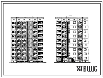 Типовой проект 150-016с.13.86 Блок-секция 9-этажная 27-квартирная торцовая правая 5Б.1Б.1Б (для Азербайджанской ССР)