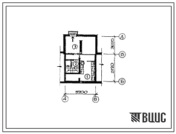 Типовой проект Б-3-15(184-212-5) Бытовые помещения в подвале жилого дома на 2 квартиры, (убежище на 15 человек, размеры убежища 8,815м на 5,7м, режимы вентиляции 1).