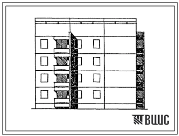 Типовой проект 129-032с.13.86 Блок-секция 4-этажная 8-квартирная торцовая обратная левая 3Б - 3Б (для Армянской ССР)