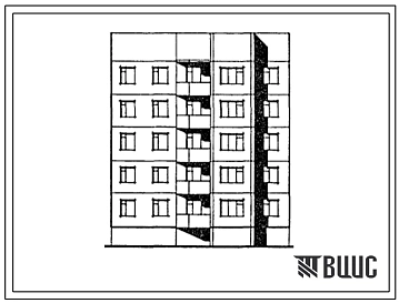 Типовой проект 185-01.13.86 Блок-секция 5-этажная 14-квартирная рядовая левая 1-2-3. Для строительства в г.Северодвинске.