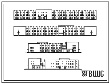 Типовой проект 254-1-114 Инфекционный  корпус на 50 коек  районной больницы на 400 коек с поликлиникой на 600 посещений в смену. Здание двухэтажное. Стены из кирпича.