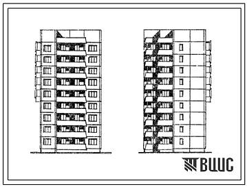 Типовой проект 134-037в.13.86 Жилой блок 9-этажный 27-квартирный левый 1Б.1Б.4Б (в г.г. Ворошиловграде и Донецке)