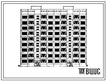 Типовой проект 158-02с/1 Блок-секция рядовая торцовая со сквозным проходом на 36 квартир (трёхкомнатных 3Б-20, четырёхкомнатных 4Б-16)
