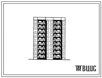 Типовой проект 141-05/1 Девятиэтажная блок-секция рядовая с торцовыми окончаниями на 36 квартир (двухкомнатных 2А-18; трехкомнатных 3Б-18).