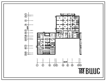 Типовой проект П-4-600(224-01-605ПВ.88) Хозяйственно-бытовые помещения подвала школы на 33 класса (1266 учащихся) со стенами из кирпича для сложных условий строительства, (убежище на 600 человек, размеры убежища 56,4м на 55,5м, режимы вентиляции 1,2).
