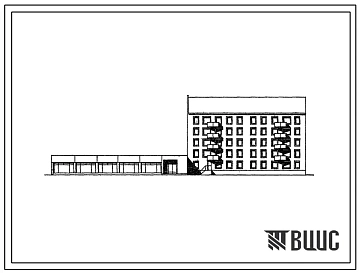 Типовой проект 114-055с.87 Блок-секция 5-этажная 27-квартирная торцовая со встроенно-пристроенным магазином "Универсам" торговой площадью 400 м2 в конструкциях серии 1.020.1-2с