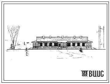 Типовой проект 1-50Б-10 Одноэтажный трехквартирный жилой дом с 2-3-х комнатными квартирами с упрощенным благоустройством, стены брусчатые.