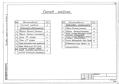 Альбом 2 Отопление и вентиляция. Внутренний водопровод и канализация