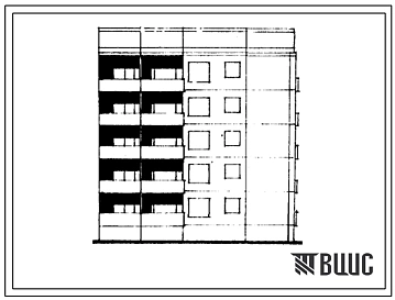 Типовой проект 1-464А-0147/1 Пятиэтажная блок-секция торцевая левая на 15 квартир (двухкомнатных 1Б-5, трехкомнатных 32Б-10). Для строительства во 2Б климатическом подрайоне Латвийской ССР