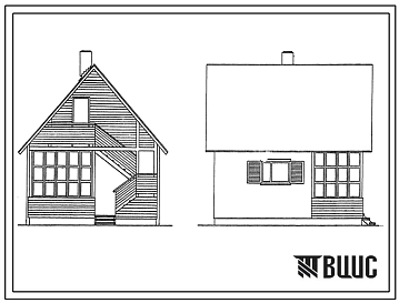Типовой проект 184-000-613.87 Двухкомнатный летний садовый домик с мансардой. Площадь, м2: общая 24,5, мансарды 12,8, веранды 6,4