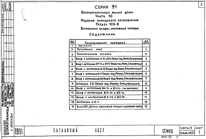 Часть10 Раздел 10.6-6 Встроенные шкафы и антресоли каркасной конструкции из унифицированных блоков. Монтажные чертежи
