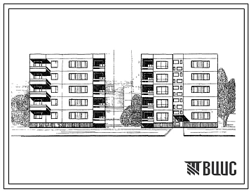 Типовой проект 99-014 Блок-секция пятиэтажного дома рядовая правая на 15 квартир (однокомнатных 1А-5, двухкомнатных 2Б-5, трехкомнатных 3А-5). Для строительства во 2 и 3 климатическом районах и 1В климатическом подрайоне.