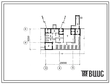 Типовой проект А-3-85(252-01-147.87) Хозяйственно-бытовые помещения в подвале патологоанатомического корпуса с отделом бюро судебно-медицинской экспертизы, (убежище на 85 человек, размеры убежища 15м на 9,15м, режимы вентиляции 1,2).