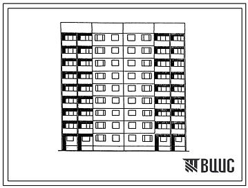 Типовой проект 1Лг-602-020.13.86 Блок-секция с торцевыми окончаниями 9-этажная 36-квартирная 2Б-2Б-3Б-3Б (для строительства в г. Риге)