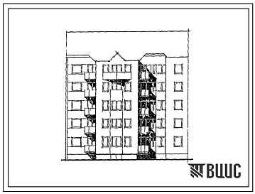 Типовой проект 103-055.13.90 Блок-секция рядовая с торцевыми окончаниями 5-этажная 15-квартирная 1-3-3 для строительства в Латвийской республике