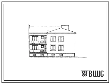 Типовой проект 42-0141с/1 Блок-секция двухэтажная шестиквартирная торцевая правая Т-2Б.2А.1Б.