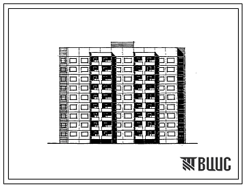 Типовой проект 91-033/1.2 Блок-секция девятиэтажная 90-квартирная рядовая, торцовая, меридиональной ориентации 1А.1А.1Б.1Б.1Б.-1Б.1Б.1Б.2А.2А.