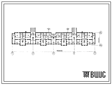 Типовой проект Б-1-1500-317(81-08.1.2) Помещения общественного назначения,размещенные в подвале 9-этажного жилого дома,скомпонованного из блок-секций 81-08/11.2, (убежище на 1500 человек, размеры убежища 100,8м на 12,6м, режимы вентиляции 1,2).