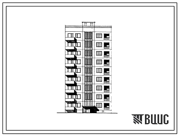 Типовой проект 129-06с/1 Девятиэтажная блок-секция рядовая–торцевая левая на 18 квартир (трехкомнатных 3А-9, 3Б-9). Для строительства в 4 климатическом районе Армянской ССР сейсмичностью 7 и 8 баллов