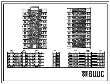 Типовой проект 152-011/1.2 9-этажная торцевая блок-секция на 36 квартир 2Б-2Б-3Б-4Б (правая)
