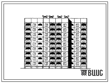 Типовой проект 165-012с.85 Девятиэтажная блок-секция рядовая с торцевыми окончаниями на 54 квартиры