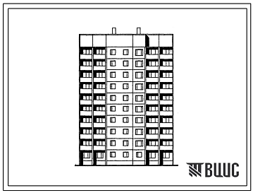 Типовой проект 1ЛГ-602-025.13.87 Блок-секция рядовая с торцевыми окончаниями 10-этажная 40-квартирная 1-2-2-3. Для строительства в Латвийской ССР.
