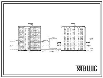 Типовой проект 1у-438А-38  Девятиэтажный односекционный жилой дом на 54 квартиры со стенами из кирпича.