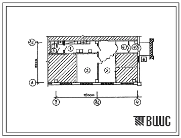 Типовой проект П-5-15(503-1-86.13.91) Помещения гаража на 10 грузовых автомобилей с закрытой стоянкой (стены из панельные), (убежище на 15 человек, размеры убежища 12м на 6м, режимы вентиляции 1,2,3).
