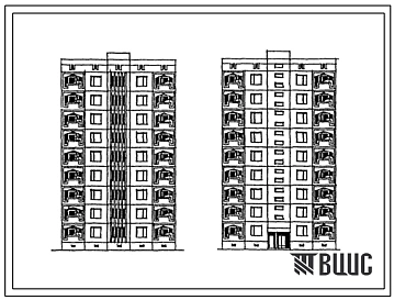 Типовой проект 150-013с.13.86 Блок-секция 9-этажная 18-квартирная рядовая с торцовыми окончаниями 3Б.3Б (для Азербайджанской ССР)