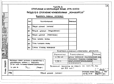 Альбом 2 Часть 1 Архитектурно-строительные чертежи выше отм.0.000. Часть 2 Отопление и вентиляция выше отм.0.000  Раздел 2-1 Отопление чугунными радиаторами М-140-АО Раздел 2-3 Отопление конвекторами "Комфорт-20". Часть 3 Водоснабжение