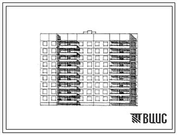 Типовой проект 90-057/1 Девятиэтажная блок-секция рядовая с торцевыми окончаниями на 54 квартиры (однокомнатных 1А-1, двухкомнатных 2Б-35, трехкомнатных 3Б-9, четырехкомнатных 4Б-9). Для строительства в 1В климатическом подрайоне, 2 климатическом районе