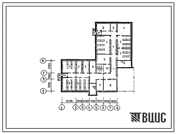 Типовой проект П-1(4)-600(221-1-25-391) Хозяйственно-бытовые помещения подвала неполной средней школы на 9 классов (216 учащихся), (убежище на 600 человек, размеры убежища 25,6м на 15м, режимы вентиляции 1,2).
